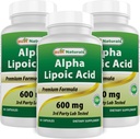 Best Acid Alpha Lipoic 600 mg 60 Capsules - ALA Powerful Antioksidant (60 Cacah (Paket 3))