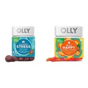OLLY Goodbye Stress dan Hello Happy Gummy Starter Pack Bundle, Keep Calm, Mood Dupport, 42 and 60 Count