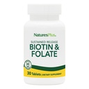 Natures Plus Biotin & Folic Acid (Methylfolat), Unless Rilis - 30 tablet Vegetarian