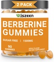 2 Pack Berberine Gummies, Sugar Free Berberine Tambahan 1500mg dengan Cinnamon Ceylon, Berberine Gummy untuk Dewasa