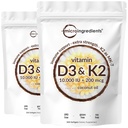 2 Pack Vitamin D3 10000 iu Plus K2 (MK-7) 200 mcg, 300 Virgin Coconut Oil Softgels 14; 2 in 1 Vitamin D & K Kompleks 124; Pasokan Calcium Absorpsi, Bone, Imune, & Heart Health - Mudah ditelan