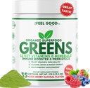 "The Feel Good Super Greens Powder" - Jus Hijau Organik, "Wheat Grass No Sugar Added", Spirulina, Chlorella, Progories, Enzyme Digevisit, Antioksidant Rich "," The Immunity Superfood ", 35 SVG, Daily