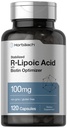 Horbaach R-Lipoic Acid 100 mg 124; 120 Capsules 124; dengan Biotin Optimizer 124; Non-GMO, Gluten Free 124; Stabilisasi R- Lipoic Acid Suplemen