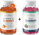 Natural BioScience Sugar Free Vitamin D3 K2 Gummies 5000 IU & Zinc Gummies 50 mg, Extra Strength, Support Bone Health, Skin Dukung, 60 Gummy Vitamin