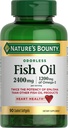 Nature 's Bounty Odorless Fish Oil, 1200mg Omegaga- 3 per Serving Including EPA & DHA, Sualth Heart, Purified to Mercury, Coated Softgels, Gluten Free, No Shellfish, 90 Ct