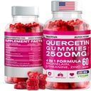 Quercetin Gummies - 2500MG dengan Brimelain, L-Theanine - Imune Dummies Dulgergy Relief & Lung Health for Kid & Dewasa