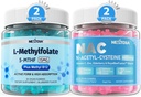 L- MethylFolate 15mg & Metil B12 Gummies + NAC Gummies, 600mg N- Acetyl Cysteine Suplemen
