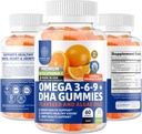 N1N Premium Omega 3 6 9 + DHA Gummies [Vegan, Plant Based] Otak Alam, Imunitas dan Dukungan Kesehatan Gabungan dengan Vitamin C, 60 Gummi