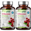 Biophix D-Mannose 1000mg Capsules with Cranberry & Progities - D Mannose Suplemen Perempuan - D-Mannose Pil untuk Ratapan & Dukungan Kesehatan Bladder - Digetical Welly - Menjadi - 120 Vcaps 2 Pack