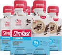 SlimFast Meal Replacement Shake, Cappuccino Delight asli, 10g of Ready to Drink Protein for Weight Loss, 11 Fl. Oz Bottle, 4 Count (Paket 3) (Packaging May Wary)