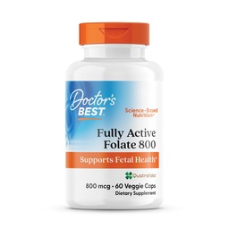 Doctors Best Fully Active Fleat 800 with Quatrefolic, Supports Fetal Health, Non-GMO, Gluten Free, Vegan 60 Veggie Caps