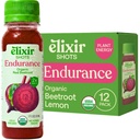 Elixir Shots, Endurance & Wellness Shot with Cold- Pressed 100% Organic Ingredices, Beet, Carrot, Celery, Lemon, No Added Sugars or Artificial Ingreations, 12 Pack