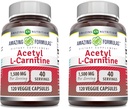 Amazing Formulas Acetyl L- Carnitine 1500 Mg Per Serving Vevgie Capsules Suplement (120 Count) 14; Non-GMO 124; Gluten Free 124; Made in USA 124; Sustable for Vegetarians (120 Count) 124; Paket 2
