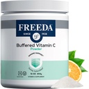 FREEDA Buffered Vitamin C Powder - Gentle on Stomach, Kosher & Vegan, High- Absorpsi Dukungan, Sugar- Free Calcium Accorbate Antioksidant Suplemen (16 oz)