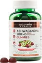 NatureWise Ashwagandha Gummies - Strawberry Kiwi - KSM-66 with Vitamin D3 - Calming Mood support - Vegetarian - Non-GMO, Gelatin dan Gluten Free - 90 Count [45- Day Suppply]