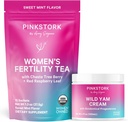 Pink Stork Fertility Tea dan Wild Yam Cream for Women, Fertility, Ovulasi, Conception, and Hormone Balance for Women with Chaste Tree Berry (Vitex) - Duo
