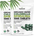 Premium Organic CHLORELLA / SPIRULINA 1000 tablet Kosher (50 / 50), Vegan - Green Algae Superfood, Tembok Sel Cracked, Chlorofil, Tinggi dalam Protein & Besi, tidak ada tambahan, atau isian 8.75 Oz (2 Pack)