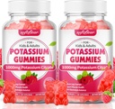 Softbear Potasium Citrate 1000mg Gummies - Gummies Potassinya Tinggi untuk Dukungan Otot & Electrolite Keseimbangan - Tambahan Potasium Perempuan & Dewasa, Vegan, Raspberry Flavor (120 Cacah)
