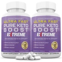 (2 Paket) Ultra Fast Pure Keto Boost Extreme Keto Pills 1675MG New & Improved Formula Berisi Apel Cider Ekstra Virgin Powder Minyak Daun Hijau 120 Capsules
