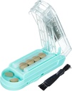 Pill Cutter untuk Multiple Pills at a Time, Pill Cutter Splitter for Small and Tiny Pills, Pill Cutter for Small or Large Splitter with Hidden Sharp Stainless Steel Blade (Blue + Clear)