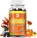 Black Seed Oil Sea Moss Gummies with Ashwagandha, Burdock Root, Linden Honey, Elderberry, Turmeric, Vitamin C, D3 & Zinc - Supports Immunity, Joints, Ditraffic, Hair & Skin, Vegan 60 Counts