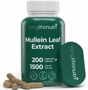 LongLifeNutri Mullein Leaf 1500mg 10: 1 Ekstraksi - 200 Vegetarian Capsules, dari Powder Leaf Organik Mullein, Suplemen Herbal untuk Perawatan Repiratory, 2- Sebulan- GMO, GMP Tersertifikat, Dibuat di Amerika Serikat