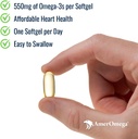 AmerOmega Triglyceride Omega-3 Fish Oil for Heart Heat - Wild- Caught Alaski Walleye Pollock - American- Sourcan-Maid - Non-GMO, Gluten-Free & Dairy- Free - 60 Softgeels