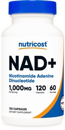 Nuttricost NAD + Supplement 1.000mg per Serving, 120 Capsules (Nicotinamide Adenine Dinucleotide) - 60 Servings, Gluten- Free, Vegan