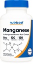 Suplemen Manganese Nuthile, Amino Acid Chelate, 120 Capsules, 120 Pelayan - Gluten Bebas, Non- GMO dan Vegetarian Friendly