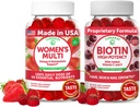 Lunakai USA Made Womens Multivitamin & Biotin Gummies Bundle - Energy & Hair, Skin, Nail Dupport - Tentu Flavored - 60 Non-GMO Gummies Masing-masing