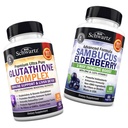Kompleks Glutathione dengan Extract Milk Thistle, Vitamin C & Quercetin + Sambucus Elderberry dengan Zinc & Vitamin C - Natural Antioksidant Formulas - Promes Liver & Imune Dupport
