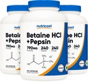 Betaine HCI + Pepsin 790mg, 240 Capsules, 3 Botol (720 Kapsul)