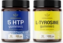 HERBAMA L-Tyrosine dan Brain Dukungan Kit - Bundle 200 mg 5 - HTP & 1000 mg L-Tyrosine Gummies - Vegan, Non- GMO, Gagatin- Free - 2 Pack