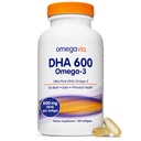 OmegaVia DHA 600 mg, Ultra Pure Omegaga- 3 DHA Suplemen untuk Otak dan Mata, DHA Prenatal Vitamin untuk Perempuan, Burpless Fish Oil Omega 3, IFOS Diuji, 120 Softgels