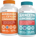 21-in- 1 Berberine Tambahan dengan Ceylon Cinnamon Chromium, Bitter Melon dan Green Tea Extract (120 ct) & 28-in- 1 Quercetin dengan Tambahan Bromelain untuk Dukungan Pertahanan Imune (120)