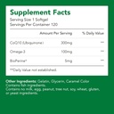 Suplemen, Ubiquinone CoQ10 (Coenzim Q10) 300 mg, BioPerine (5mg) 124; Pasokan Kesehatan Jantung, Energi & Absorpsi (1 Botol-120 Softgels-2mo Supply) Tinggi EPA & DHA 124; None-GMO, Glotent- Free