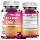 Suplemen Cortisol untuk Perempuan Pria, Cortisol Gummies dengan Ashwagandha, Magnesium, L- Theanine, Phoshatidyserine, B6 untuk Detox Cortisol, Relaxation, Tidur, Fokus, Sugar- Free, Vegan, 120