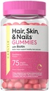 Carlyle Hair Skin dan Nails Vitamin 124; 75 Gummies 124; dengan Biotin dan Collagen 124; Suplemen Gummy untuk Perempuan 124; Strawberry Flavor 124; Non-GMO, Gluten Bebas