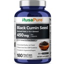 NusaPure Full Spectrum Black Cumin Seed 10: 1 Ekstrak, 450 mg Equivalen dengan 4.500mg 180 Powder Vevgie Caps Non- GMO, Vegan Non-Oily