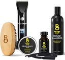 The Beard Club Grooming Bundle: Trimmer for Men & Care Kit - includes Cordless Electrimmer, Straight Edge Razor, Shampo, Cedar Balm & Oil, Brush - 8 Guides, 45 Lengths