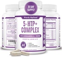 Premium 5- HTP Plus Supplemen 250mg Maximum Aid - Sleep Aid, Mood Boost, Promotes Calm & Relaxation, Stress Management Support - Enhanced with Vitamin B6, Gluten Free, Non-GMO, 60 Vevgie Caps