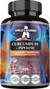 Apollo 'S HEGEMONY Curcumin 95 + Piperine 302mg per Capsule, High Strength Turmeric Root Ekstraksi 95%, 120 Vegan Kapsul, 4 Bulan Suply, untuk Optimal Dibuffles dan Enhanced Absorpsi