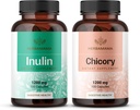 HERBAMAMA Inulin dan Chicory Kit - Bundle of 1200 mg Inulin Fiber & 1200 mg Chicory Root Capsules - Vegan, Non- GMO, Gagatinl- Free - 2 Pack