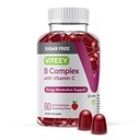 VITEEY Vitamin B Complex Gummies with Vitamin C, Sugar Free - Energy, Metabolisme & Health - B6, B12, Folic Acid, Biotin - Vegan, Gelatin Free, GMO Free - Tasty Chewable Strawberry Flavored Gummy