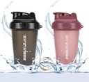 2 Pack Shacker Bottle Holds upto 17oz, BPA Blending Ball Whilk, Portabel Pre Workout Protein Drink, Mixes Cocktails Smoothies Shakes, BPA Free & Dishwasher Safe Black / Pink