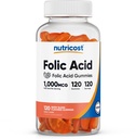 Nutricost Folic Acid (Vitamin B9) Vegetarian Gummies (120 Gummies, 1 mg Folic Acid Per Serving) - Tambahan untuk Pria & Perempuan
