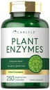 Carlyle Plant Enzymes dengan Protease, Papain, Lactase dan Bromelain 124; 250 Capsules 14; Multi Enzyme Blend 126; Non-GMO & Gluten Free Suplemen