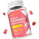 Collagen Gumi for Women Men, Women Over 50, Collagen Peptides Protein Type I, II, III, V, X with Biotin Keratin Vitamin C A D E B12 K2 for Skin Hair Nails Immunity Energy 60 Strawberry Flavored Gummies