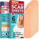 Tingkat Medis Scar Sheets - 6pk (5.7 "x1,6") - Perbedaan Terlihat pada Tanda Bedah & Keloid - Penggunaan C-Bagian Scar Silicone Strips - Mudah untuk Gunakan Strips