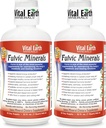 Vital Earth Minereal Fulvic Mineral Liquid - Fulvic Acid Suplement with 70 + Trace Minetrace, Electrolites for Energy & Vitalitas, 32 Oz Ea + 1 Oz Cup
